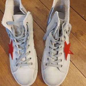Golden Goose Italian canvas sneakers.